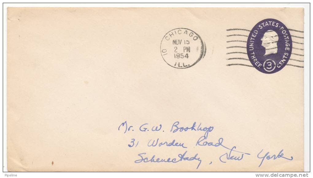 USA Postal Stationery Cover Chicago 15-11-1954 - 1941-60