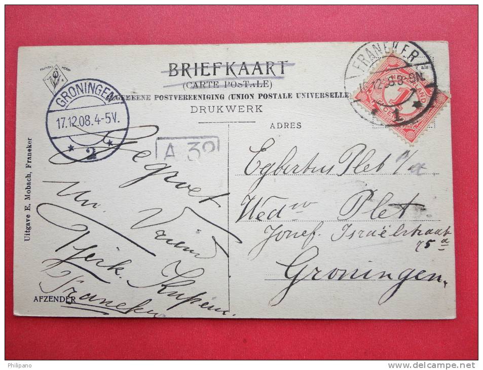 > Netherlands > Friesland > Franeker -- Korendragershuisje 1908 Cancel   - - - - Ref 540 - Franeker