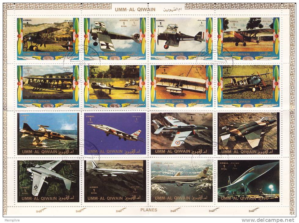 UMM AL QIWAIN  1972  Avions  Bloc De 16 Différents Michel 1274-89   Oblitérés - Umm Al-Qiwain