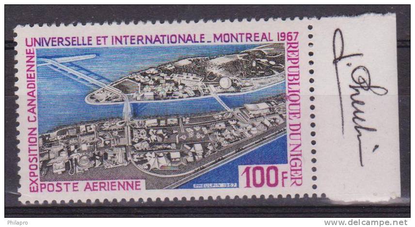 NIGER    EXPO MONTREAL 1967 +SIGNATURE          YVERT N°PA72 **MNH  Réf 1166 - 1967 – Montréal (Canada)