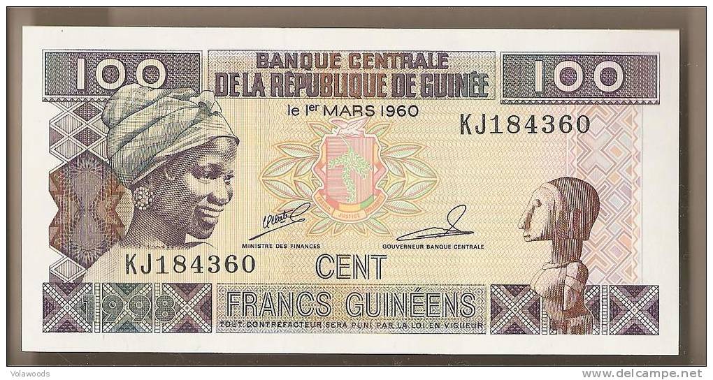 Guinea - Banconota Non Circolata Da 100 Franchi - 1998 - Guinea