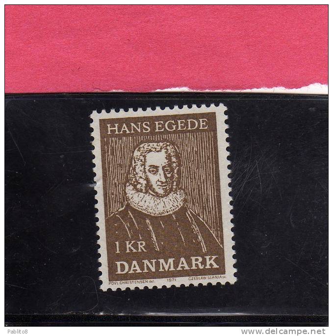 DANEMARK DANMARK DENMARK DANIMARCA 1971 HANS EGEDE 250th ARRIVAL IN GREENLAND COLONIZATION 1k MNH - Nuovi