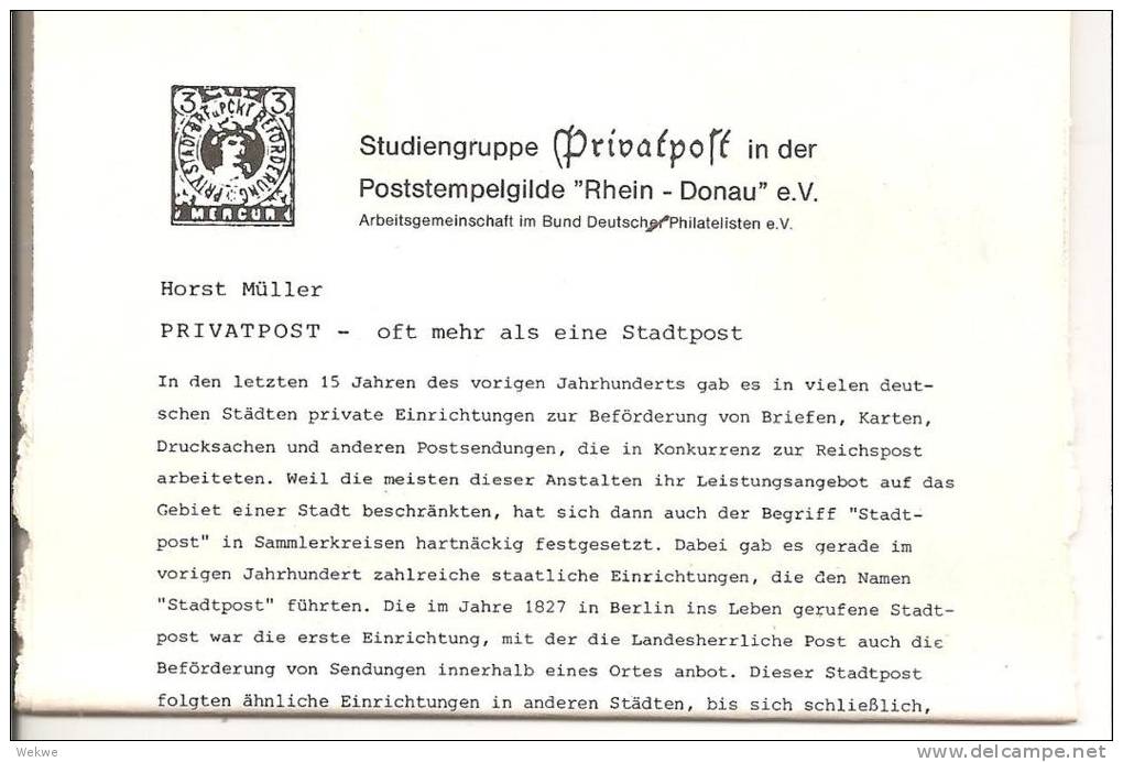 Private Stadtpostanstalten Mit Zweigniederlassungen - Filatelie En Postgeschiedenis