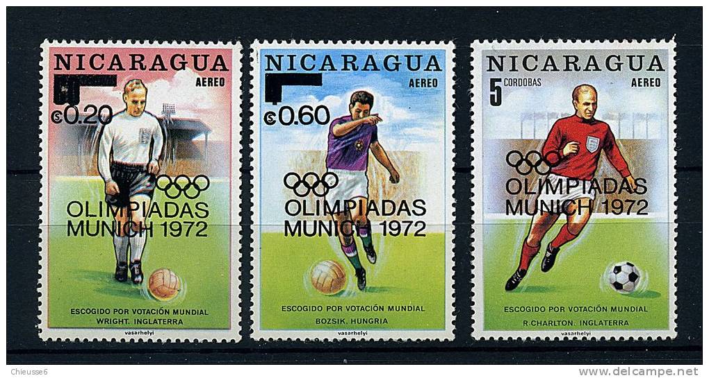 Nicaragua ** PA N° 740 à 742 Surchargés "J.O. De Munich" - Champions De Foot - Nicaragua