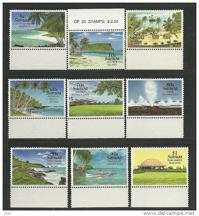 Paysages Et Plages Des Iles Samoa. 9 T-p Neufs ** Avec Bords (Taga Blowholes, Nuutele Island,etc) - Inseln