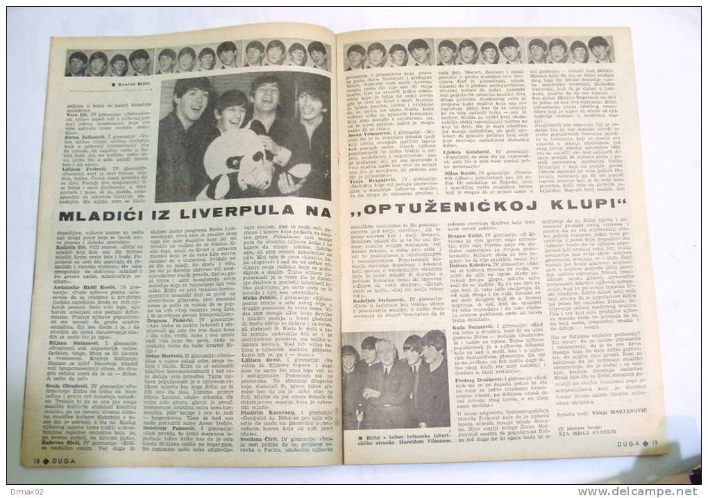 BEATLES (front Page), Carol Becker   /br. 984 DUGA Belgrade (Serbia) 1964, (´´boys From Liverpool In The Dock´´ - Slav Languages