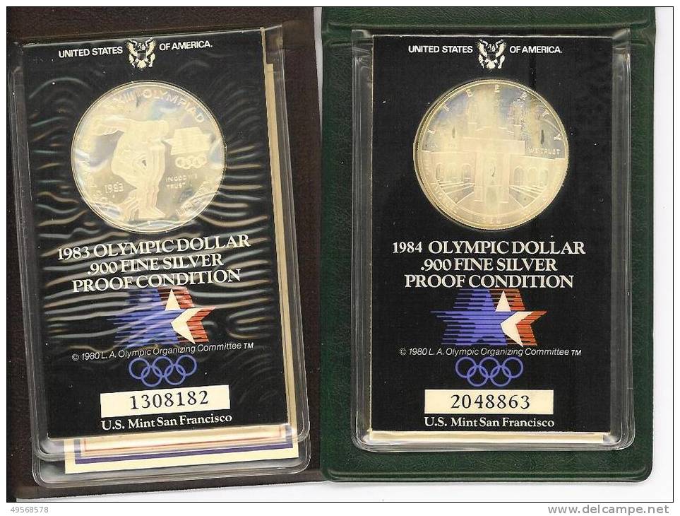 STATI UNITI D'AMERICA - SERIE 2 MONETE DA 1$ ARG.PROOF "OLYMPIC GAMES - LOS ANGELES 1984 - - Collections