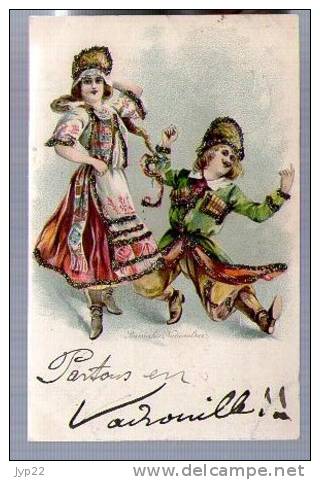 Jolie CP Ancienne Précurseur Russischer Nationaltanz - Danseur Russe Danseuse Costume Folklore - CAD 3-09-1901 - Ajoutis - Dance
