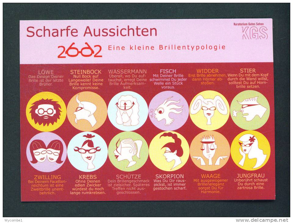 GERMANY  -  Signs Of The Zodiac/Advertisement Publicity Postcard  Unused As Scans - Astrologie