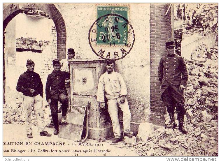 Ay En Champagne   51   Révolution Vignerons De Avril 1911  Etablissements Bissinger Le Coffre Fort - Ay En Champagne