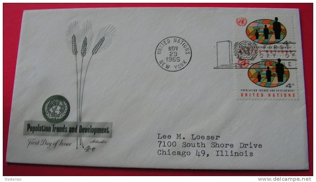 ==UNO NY FDC 1965 BRIFE - Lettres & Documents
