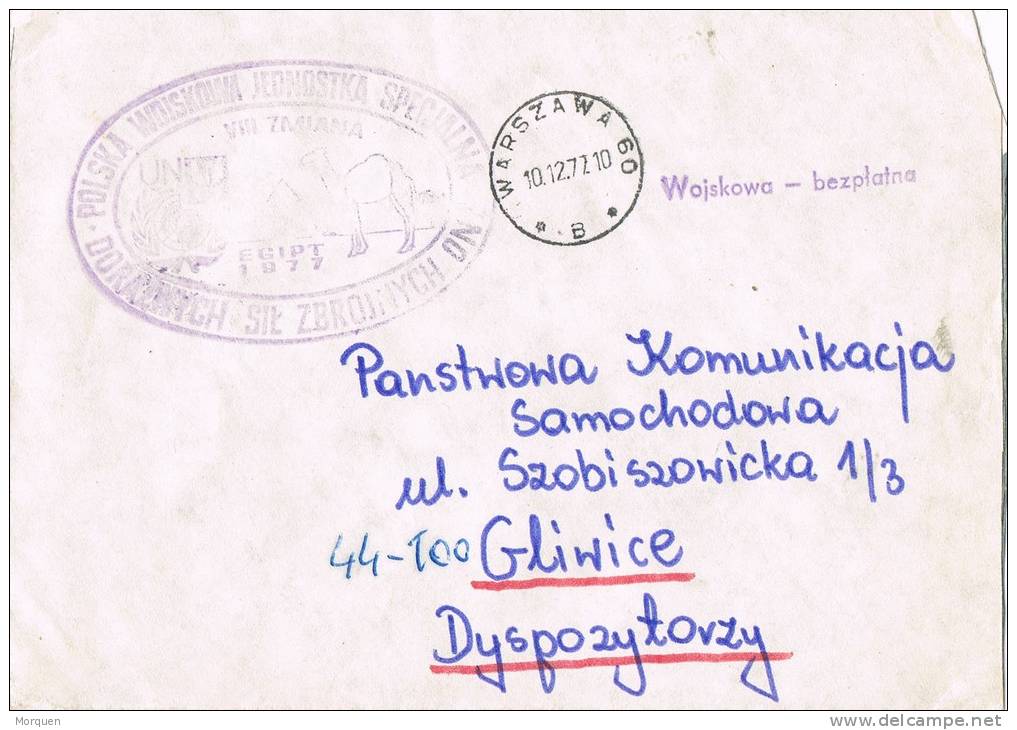 Carta Warszawa (Polonia) 1972. Tropas Polacas ONU. Piramides - Egyptologie