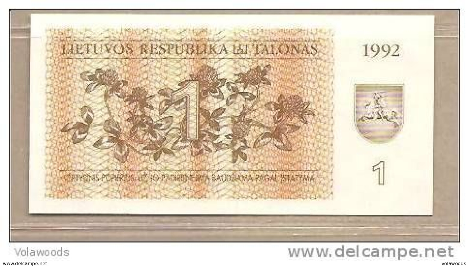 Lituania - Banconota Non Circolata FdS UNC Da 1 Talonas P-39 - 1992 #19 - Litouwen