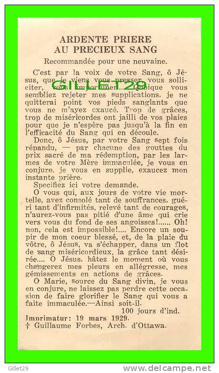 IMAGES RELIGIEUSES - ARDENTE PRIÈRE AU PRÉCIEUX SANG - GUILLAUME FORBES, 1929 - - Devotion Images