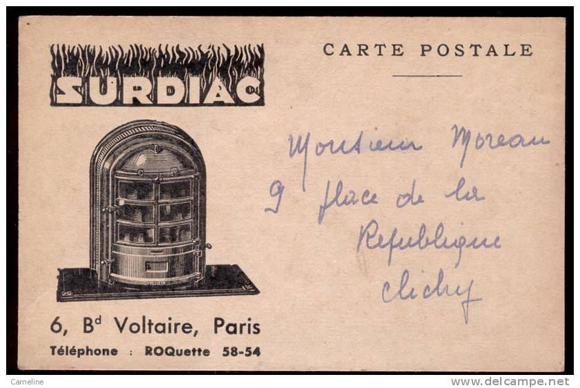 75 . PARIS . 6 Boulevard Voltaire " SURDIAC " CARTE PUBLICITAIRE - Paris (11)