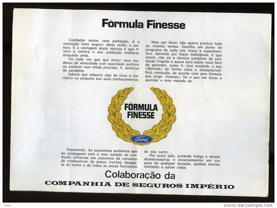 70s BROCHURE FORD FORMULA FINESSE By JACKIE STEWART PORTUGUESE EDITION - Ontwikkeling