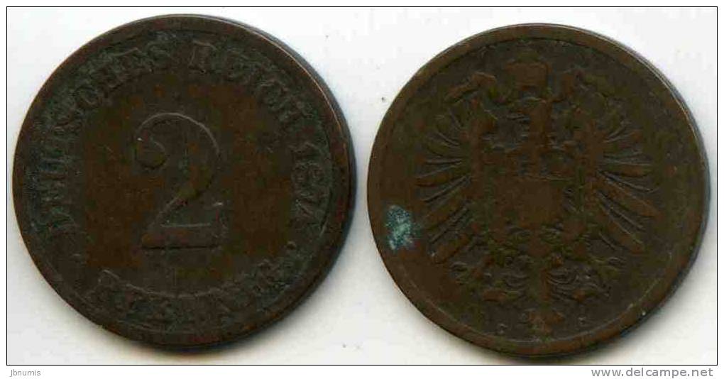 Allemagne Germany 2 Pfennig 1874 C J 2 KM 2 - 2 Pfennig