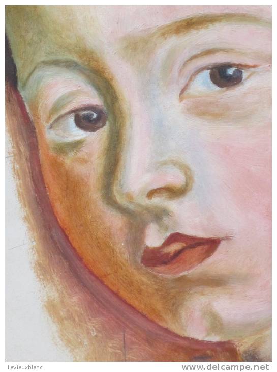 Peinture Gouache Pinceau /Portrait Jeune Fille/Etude/Non Signé/ Début 20éme      GRAV7 - Other & Unclassified