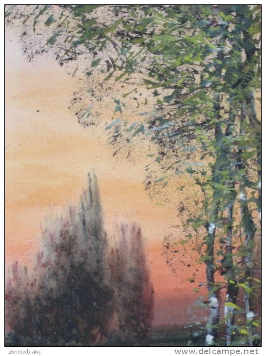 Peinture Gouache Pinceau /paysage D´automne Au Bord Du Lac/ Panneau De Véranda/signé/vers 1920  GRAV9 - Andere & Zonder Classificatie
