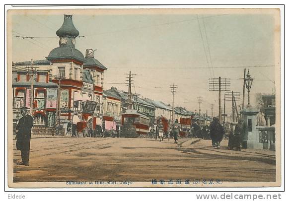 Tokyo Shinbashi At Ginza Dori Hand Colored Tramway Tram - Tokyo