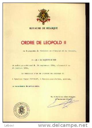 Diplôme De La Médaille D´or De L´ordre De Léopold II - Libri & Software