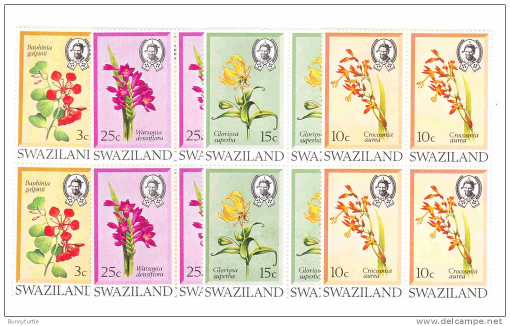 Swaziland 1971 Flowers & King Blk Of 4 MNH - Swaziland (1968-...)