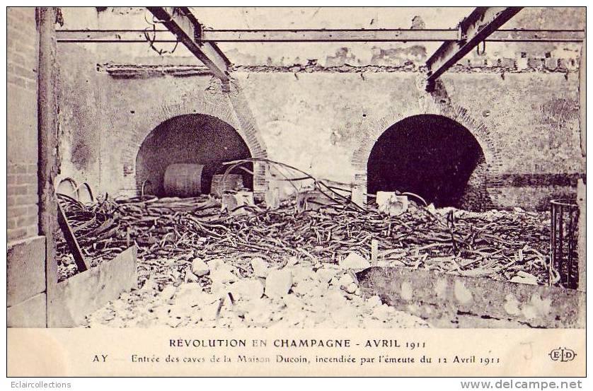 Ay En Champagne     51      Révolution En Champagne  Avril 1911   Caves De La  Maison Ducoin - Ay En Champagne