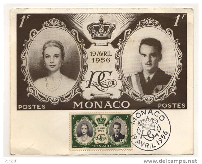 MONACO 19 AVRIL 1956 - Cartes-Maximum (CM)