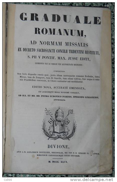 1849 Antiphonaire Livre De Coeur  Texte Et Notation Musicale Lithurgie Catholique 29.5x47cm Bardé De Fer Port Inclus/Fr - 1801-1900