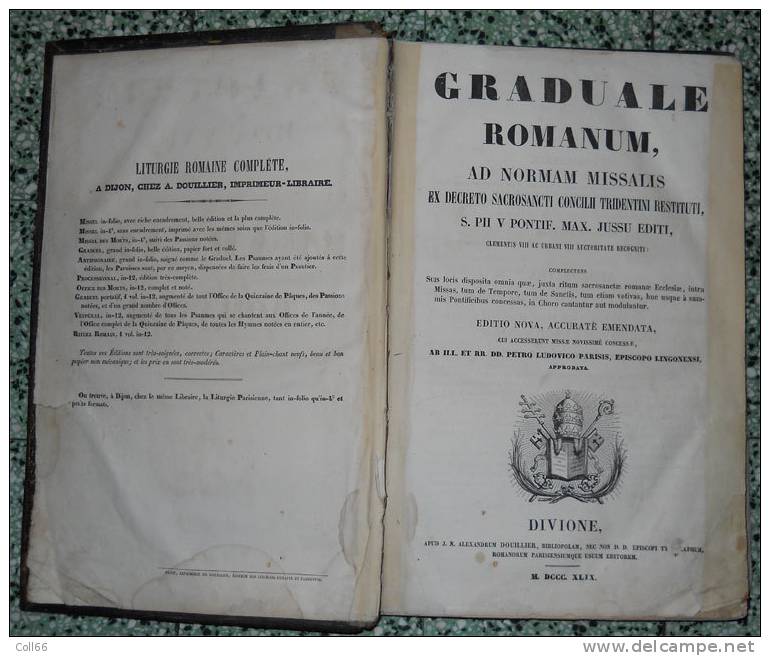 1849 Antiphonaire Livre De Coeur  Texte Et Notation Musicale Lithurgie Catholique 29.5x47cm Bardé De Fer Port Inclus/Fr - 1801-1900