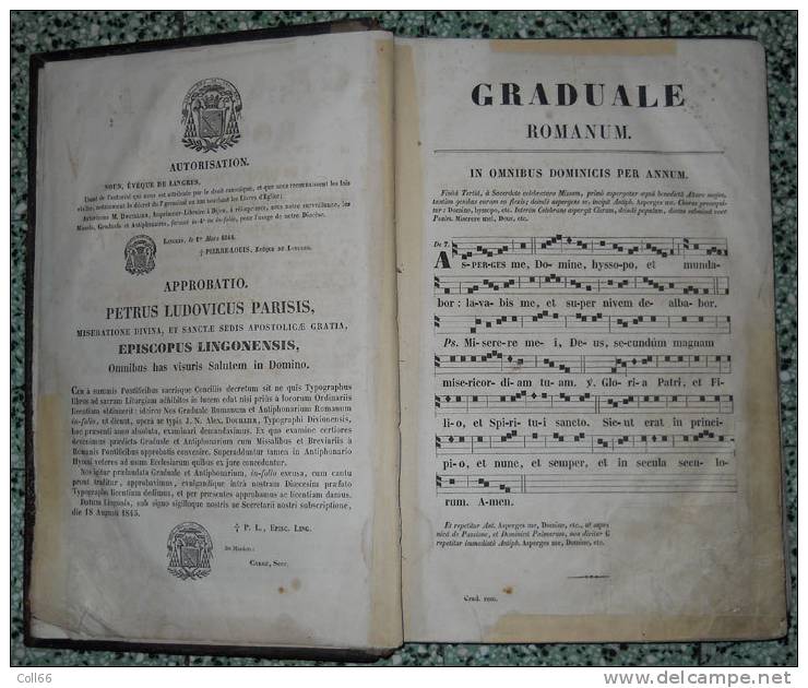 1849 Antiphonaire Livre De Coeur  Texte Et Notation Musicale Lithurgie Catholique 29.5x47cm Bardé De Fer Port Inclus/Fr - 1801-1900