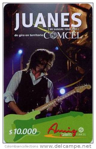 Lote TT40, Colombia, Tarjetas Telefonicas, Phone Cards, Comcel, Juanes, Music, 10.000, Mint - Colombia