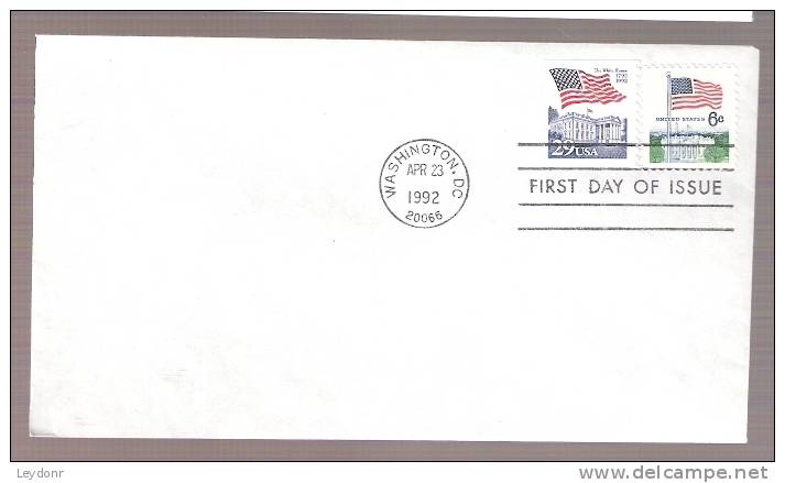 FDC Flag Over The White House  - Additional Stamp Of Flag - 1991-2000