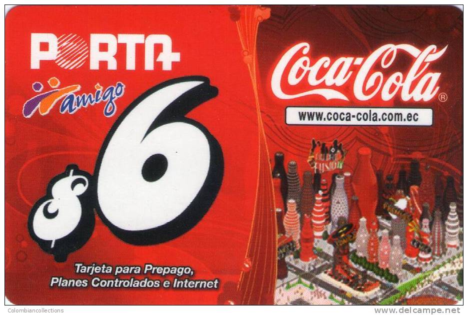 Lote TTE6, Ecuador, Tarjeta Telefonica, Phone Card, Porta, Roja, 6, Coca Cola, Coke - Ecuador