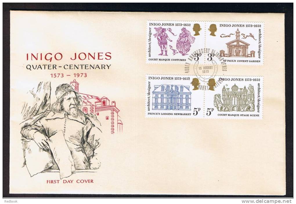 RB 862 - 1973 GB First Day Cover FDC - Indigo Jones - Newmarket Postmark Cat &pound;15 - 1971-1980 Em. Décimales