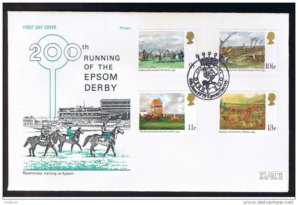 RB 862 - 1979 GB Philart First Day Cover FDC - Epsom Derby - Epsom Postmark Cat &pound;6 - 1971-1980 Dezimalausgaben