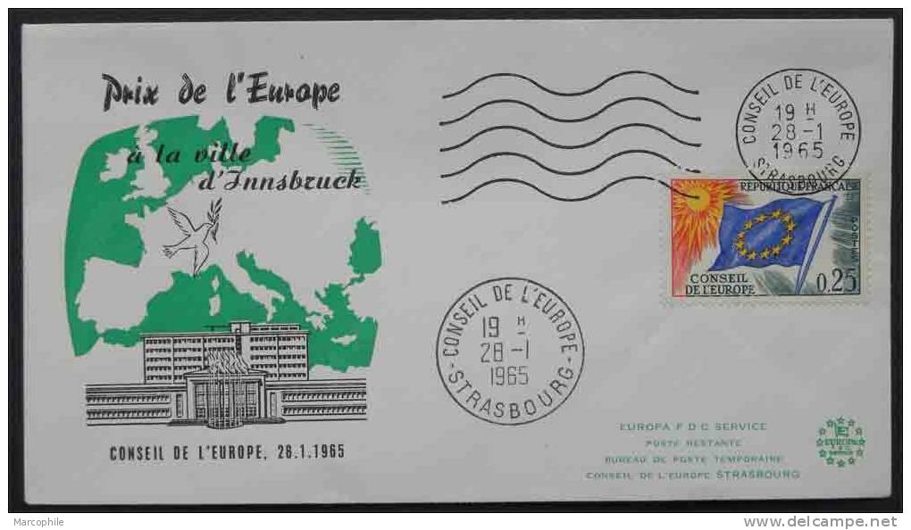 CONSEIL DE L EUROPE - STRASBOURG - INNSBRUCK  / 1965  ENVELOPPE ILLUSTREE PRIX DE L EUROPE  (ref EUR317) - Europese Instellingen