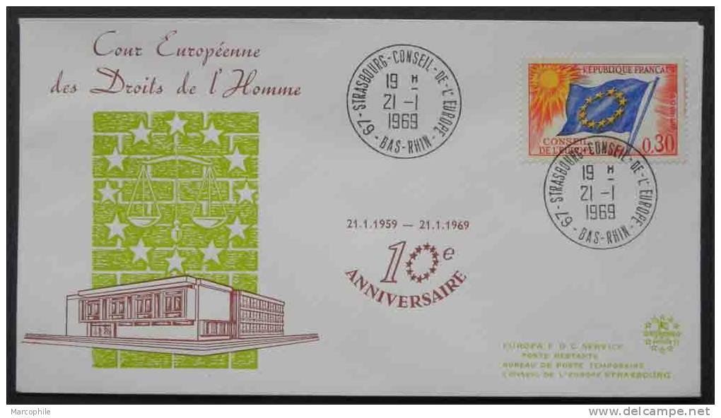 CONSEIL DE L EUROPE - STRASBOURG - DROITS DE L HOMME  / 1969  ENVELOPPE ILLUSTREE  (ref EUR323) - European Community