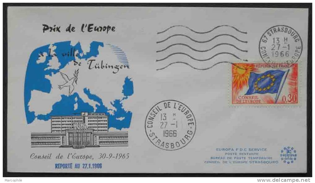 CONSEIL DE L EUROPE - STRASBOURG - TÜBINGEN  / 1966  ENVELOPPE ILLUSTREE PRIX DE L EUROPE  (ref EUR324) - EU-Organe