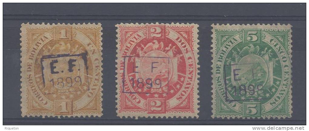 BOLIVIE-1899- N° 54-55-56- X , SURCHARGES . - Bolivia