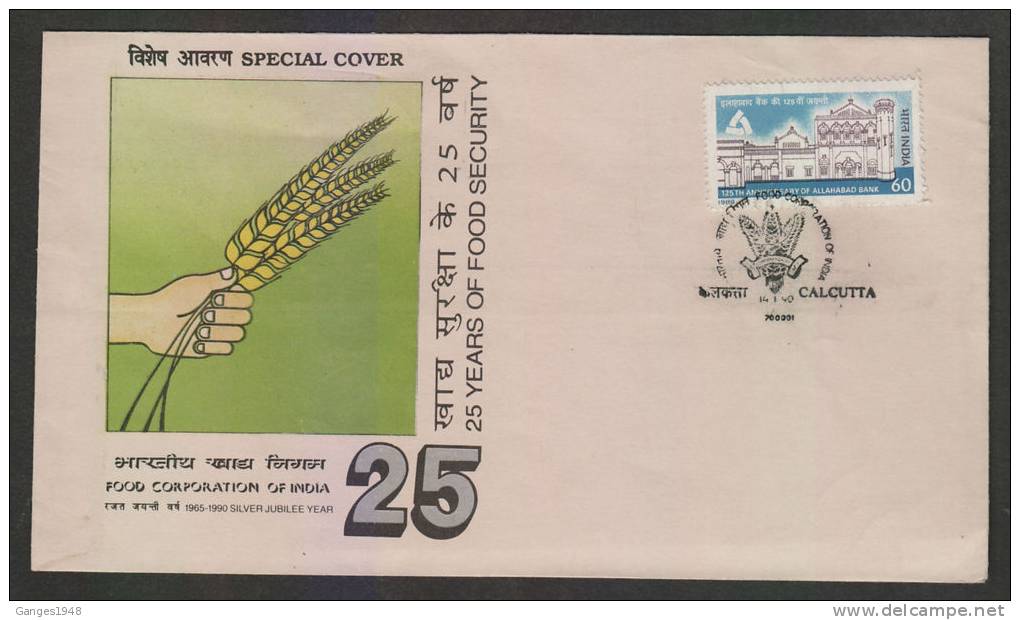 India 1990  25 YEARS OF FOOD SECURITY  Special Cover #  38023 Indien Inde - Food