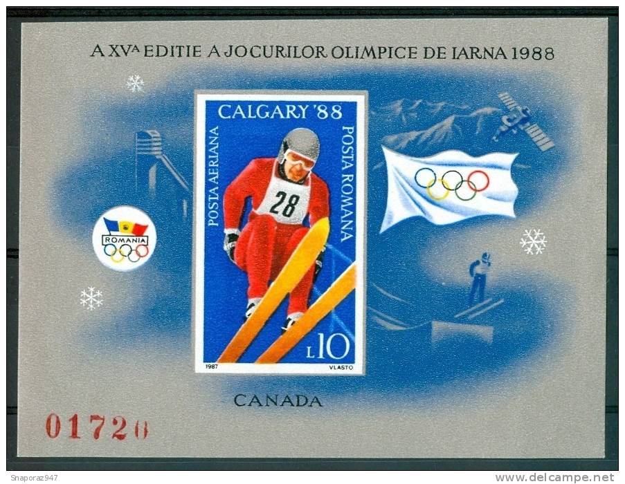 1987 Romania "Calgary 88" Olimpiadi Olympic Games Jeux Olympiques Block Imperforate MNH** Fo135 - Invierno 1988: Calgary