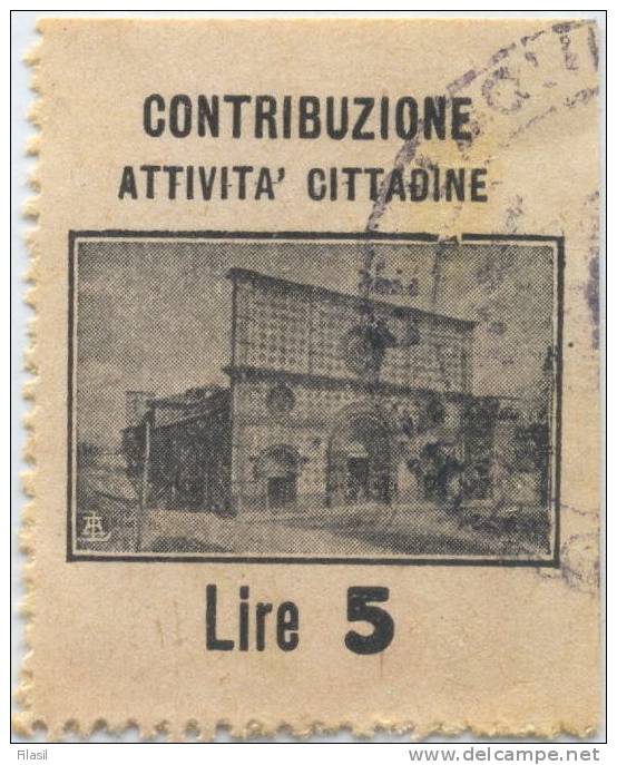 SI53D Italia Italy Marche Da Bollo Comunali Revenue Comune Di Contribuzione Attività Cittadine L.5 Usato - Non Classificati