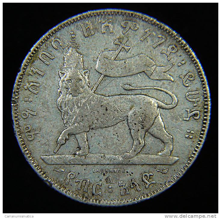 ETHIOPIA – MENELIK II (1889 – 1913) -  ½ Birr – 1889 (E.E.) - Ethiopia