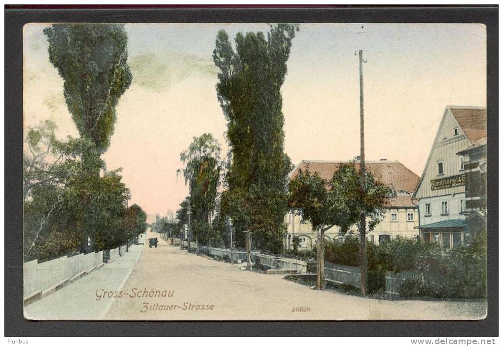 GROSS SCHÖNAU   ZITTAUER STRASSE , OLD  POSTCARD , CORNER FOLD! - Grossschoenau (Sachsen)