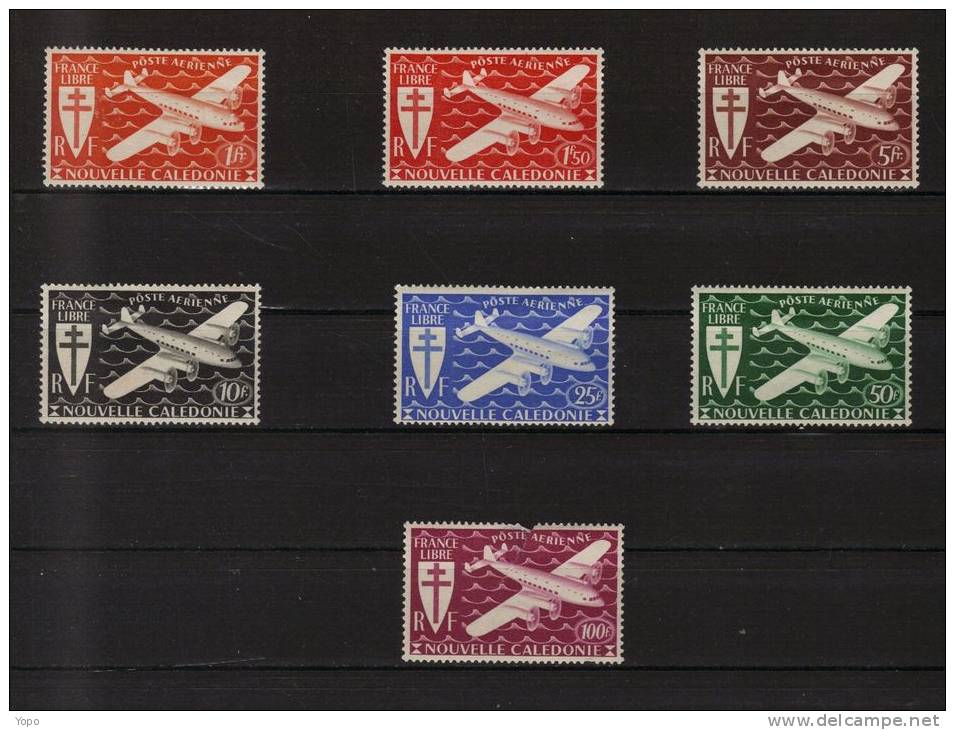 NOUVELLE CALÉDONIE : 1942, Poste Aérienne, Série Complète, N° 46 à 52 (7 Timbres) - Lots & Serien