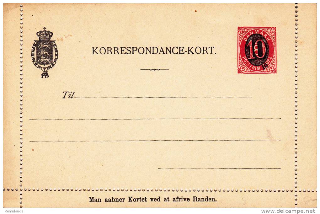DANMARK - 1904 - CARTE LETTRE ENTIER Mi K13 - NEUVE - - Interi Postali