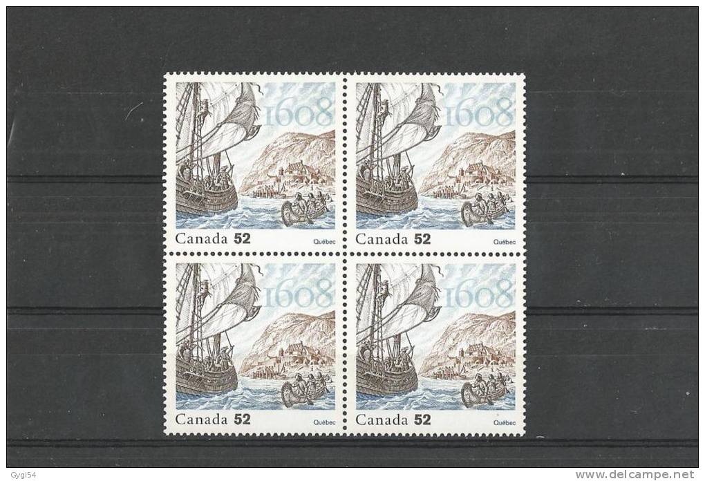 CANADA 52  QUEBEC 1608 BLOC DE 4 N** LUXE - Collections