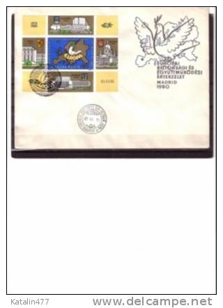 1980. Hungary,  European Safety Conference, Block,  FDC - FDC