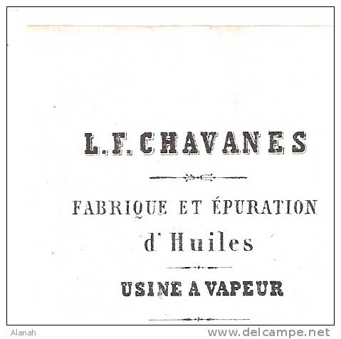 Pli Commercial 1870 L.F. CHAVANES Fabrique & Epuration D´Huiles Vierzon (18) - 1800 – 1899